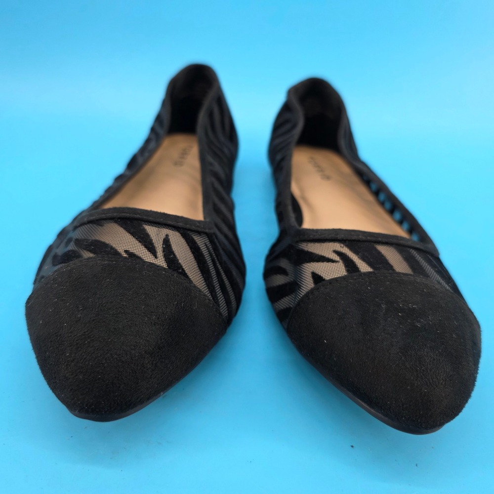 Torrid Black Zebra Mesh Flocked Pointed Toe Ballet Flats 10WW 43237154 - Picture 2 of 13